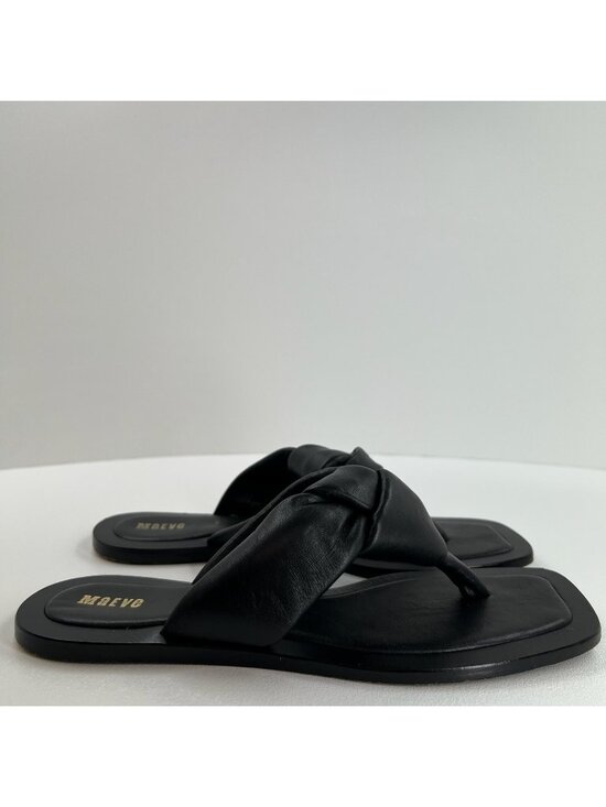 Maeve Shoes - Maeve Anthropologie Puffy Knotted Sandal Womens 9 Leather Square Toe Thong Black